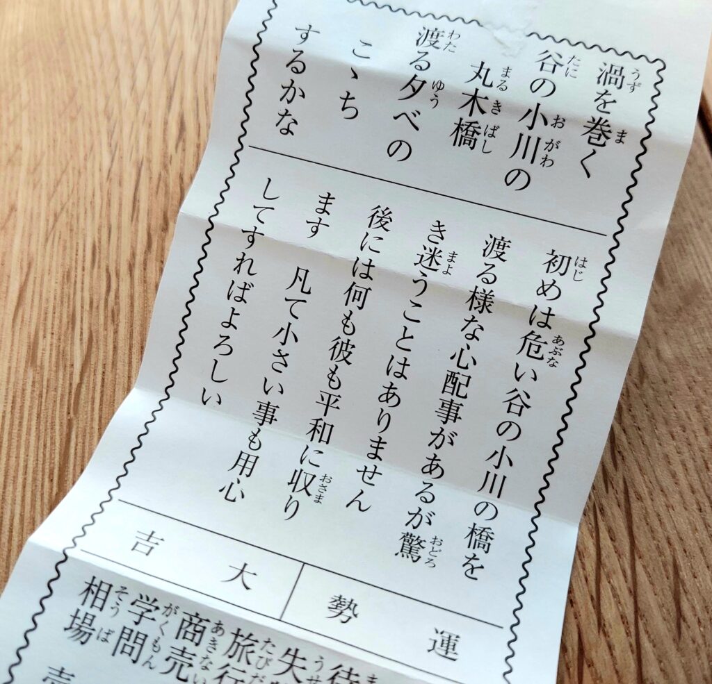 群馬県上野国総社神社のおみくじ内容